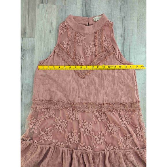 Altar'd State Floral Lace Sleeveless High Neck Dress Pink , Medium (w6) - Picture 4 of 7